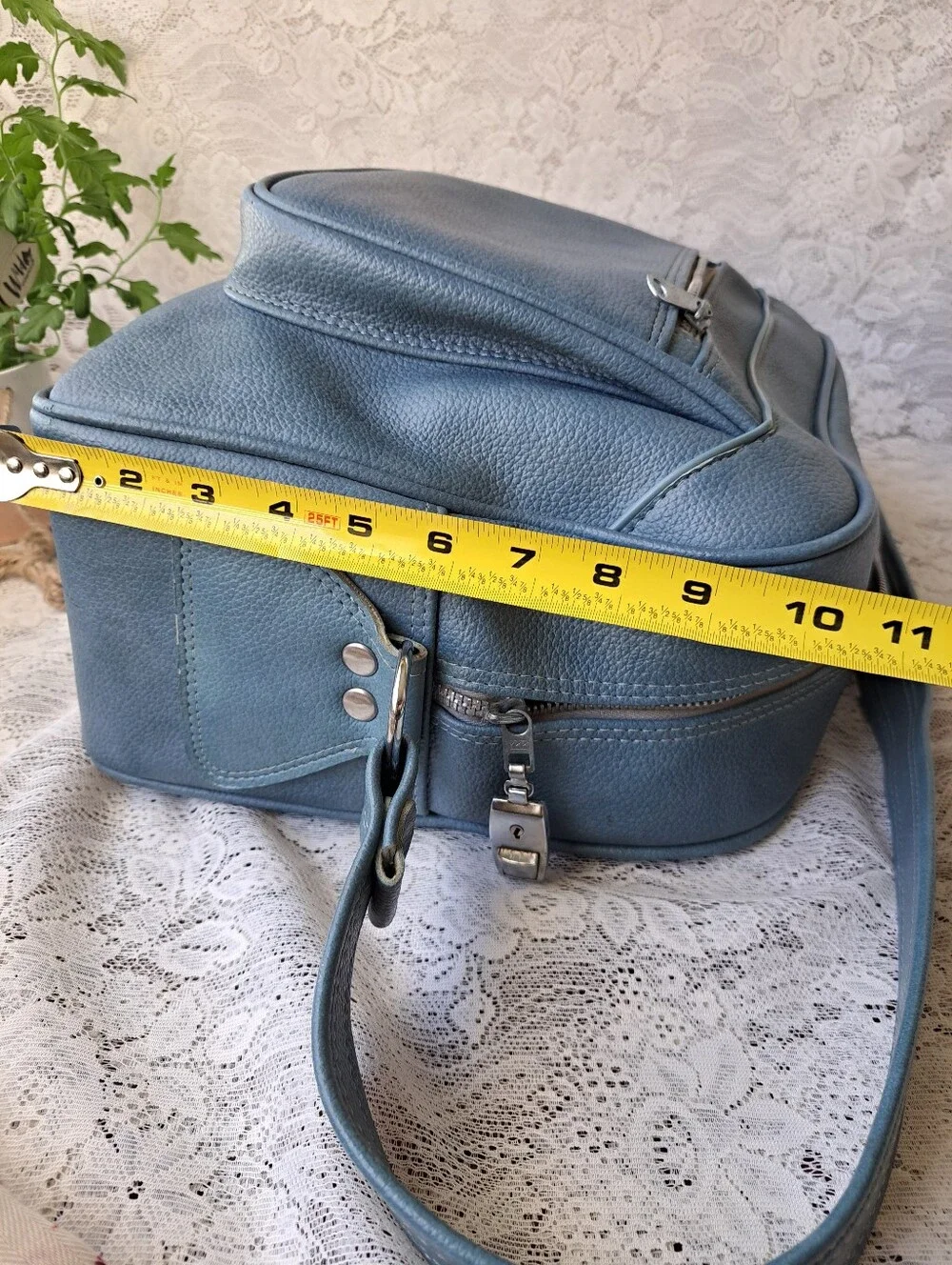 Vintage 70s Sky Blue American Tourister Type Vinyl Carry-On Shoulder Bag Korea